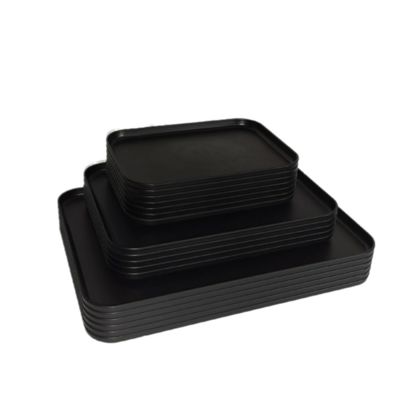 Ορθογώνια Nordic light luxury πιατέλα, πλαστική με έγχρωμη γλάσα, μονοχρωμικό σχέδιο, κατάλληλη για φαγητό και ποτά