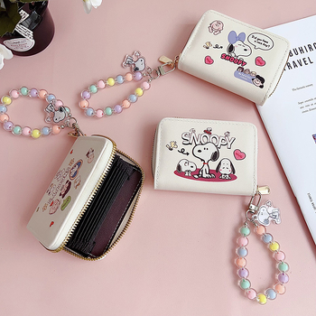 Snoopy port-card cu mai multe buzunare — PU material, model Anime Cartoon, ultra-ușor cu extensie, stil campus, vară 2024