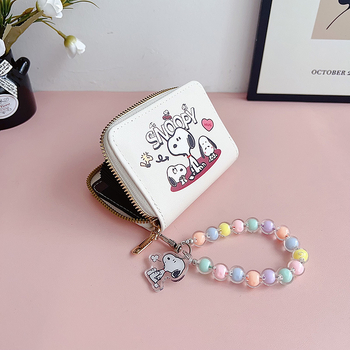 Snoopy port-card cu mai multe buzunare — PU material, model Anime Cartoon, ultra-ușor cu extensie, stil campus, vară 2024