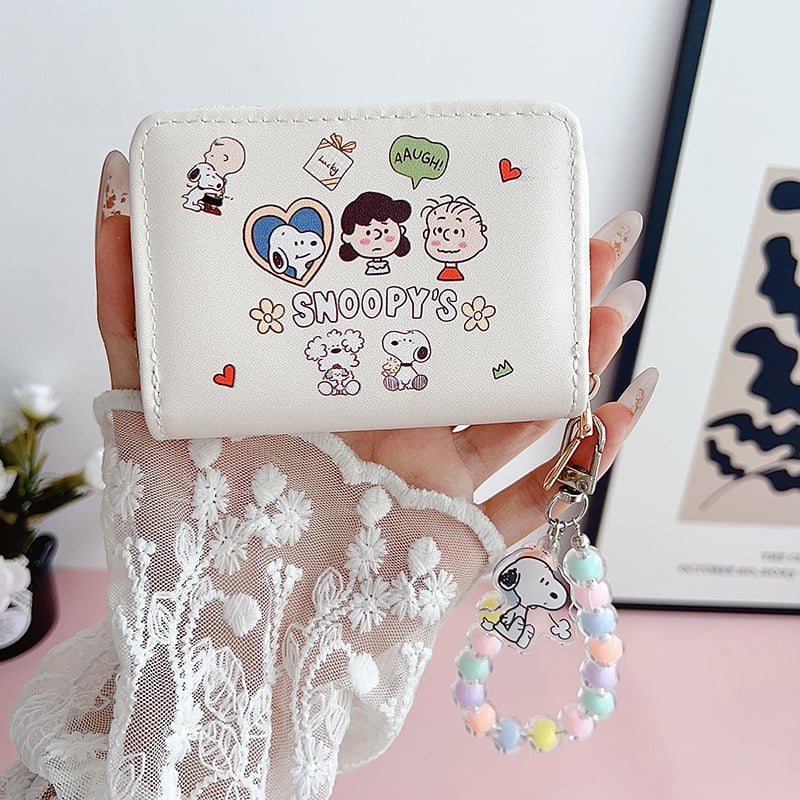 Snoopy port-card cu mai multe buzunare — PU material, model Anime Cartoon, ultra-ușor cu extensie, stil campus, vară 2024