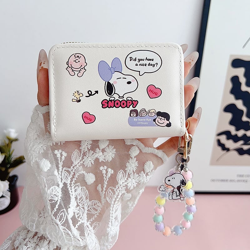 Snoopy port-card cu mai multe buzunare — PU material, model Anime Cartoon, ultra-ușor cu extensie, stil campus, vară 2024