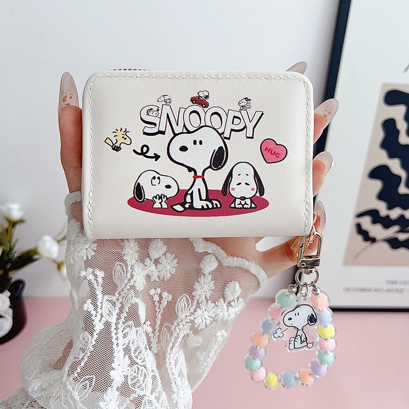 Snoopy port-card cu mai multe buzunare — PU material, model Anime Cartoon, ultra-ușor cu extensie, stil campus, vară 2024