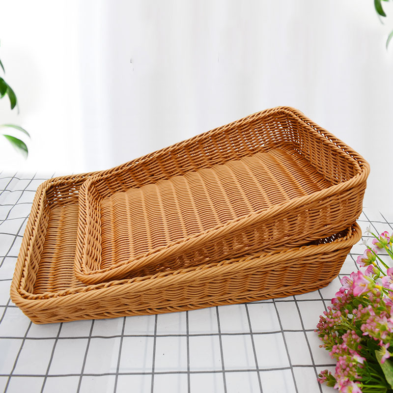 Coș plastic dreptunghiular pentru fructe cu margine înclinată – Stil simplu, formă dreptunghiulară, material plastic, pentru servire și afișare fructe