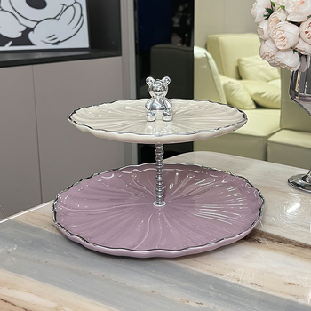 Viacvrstvový porcelánový ovocný tanier – nordický jednoduchý štýl, dekoratívny podnos do obývačky