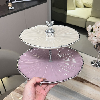 Viacvrstvový porcelánový ovocný tanier – nordický jednoduchý štýl, dekoratívny podnos do obývačky