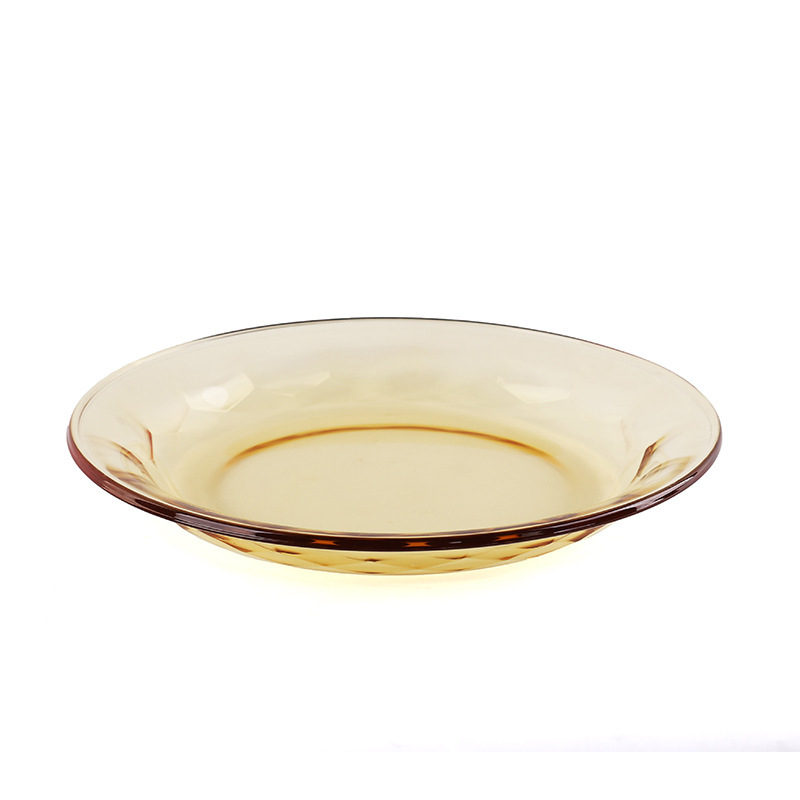 Farfurie de masă din sticlă borosilicată, rezistentă la căldură, sigură pentru cuptorul cu microunde, rotundă, model solid, stil minimalist modern