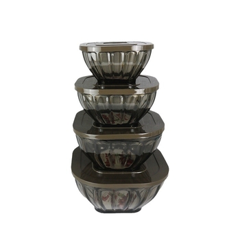  Kovové šalátové misky s poklopom — štvorčlenný set riadu na cestovanie, moderný minimalistický štýl, prvotriedna kvalita