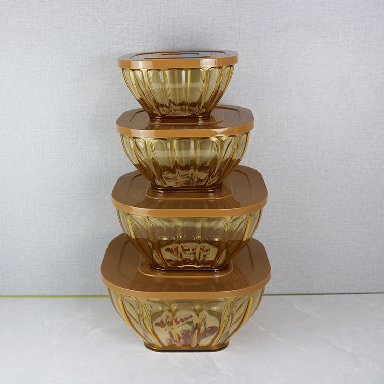  Kovové šalátové misky s poklopom — štvorčlenný set riadu na cestovanie, moderný minimalistický štýl, prvotriedna kvalita