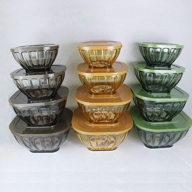  Kovové šalátové misky s poklopom — štvorčlenný set riadu na cestovanie, moderný minimalistický štýl, prvotriedna kvalita