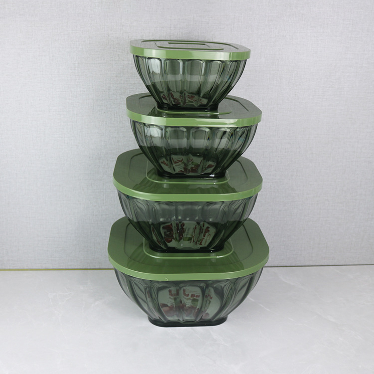  Kovové šalátové misky s poklopom — štvorčlenný set riadu na cestovanie, moderný minimalistický štýl, prvotriedna kvalita