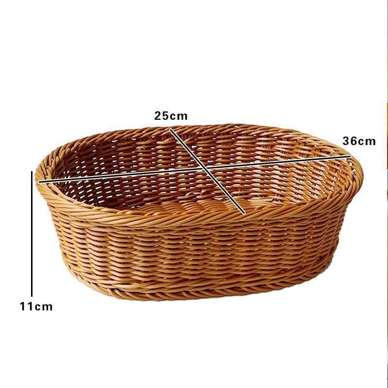 Coș de fructe pentru depozitare, din plastic, împletire imitatie de ratan, stil simplu