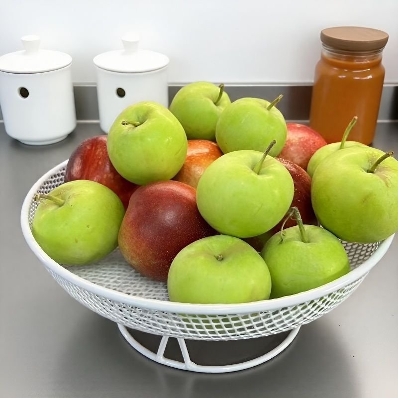 Κυκλική μεταλλική πιατέλα φρούτων με αποστράγγιση, πολυλειτουργική αποθήκευση για τραπεζάκι σαλονιού, ποιότητα πρώτης κατηγορίας, μοντέρνος απλός σχεδιασμός