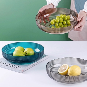 Farfurie de fructe pentru măsuța de cafea din living — material PET, stil modern simplu, model cu dungi, calitate de top.