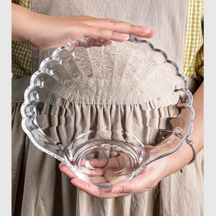 Farfurie de servire din sticlă cu compartimente, transparentă și durabilă, cu recipient pentru sos, pentru gyoza/dumplings, fructe de mare și creveți