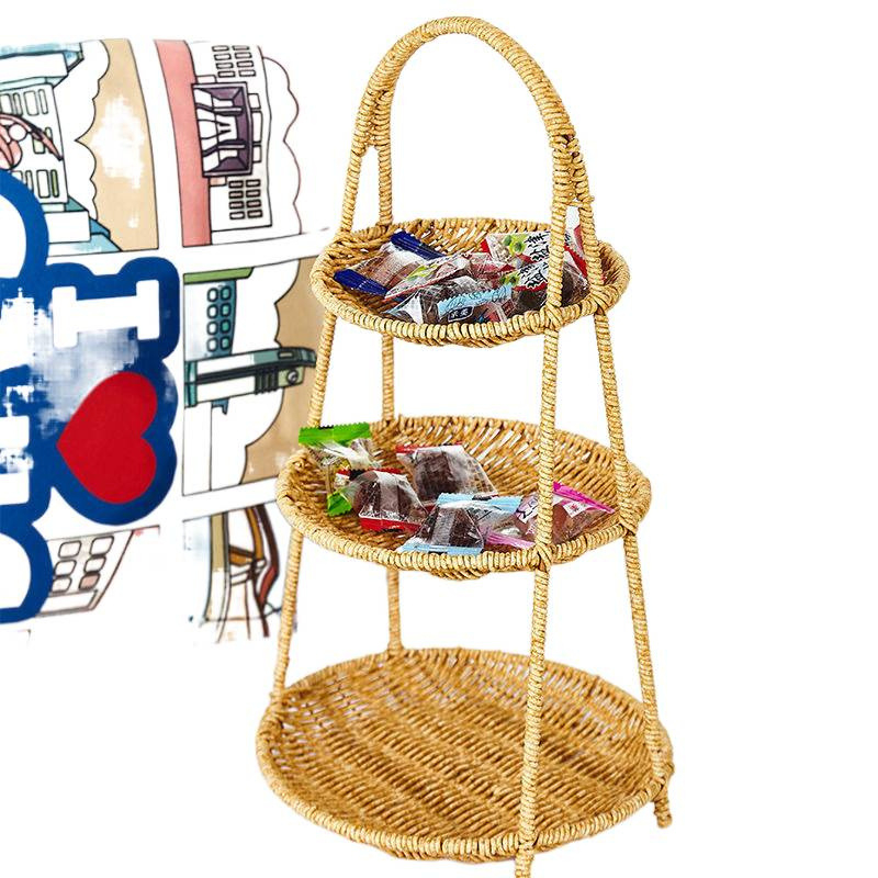 Tavă pentru fructe din plastic, multistrat, design imitație de ratan, stil european, vânzare directă din fabrică