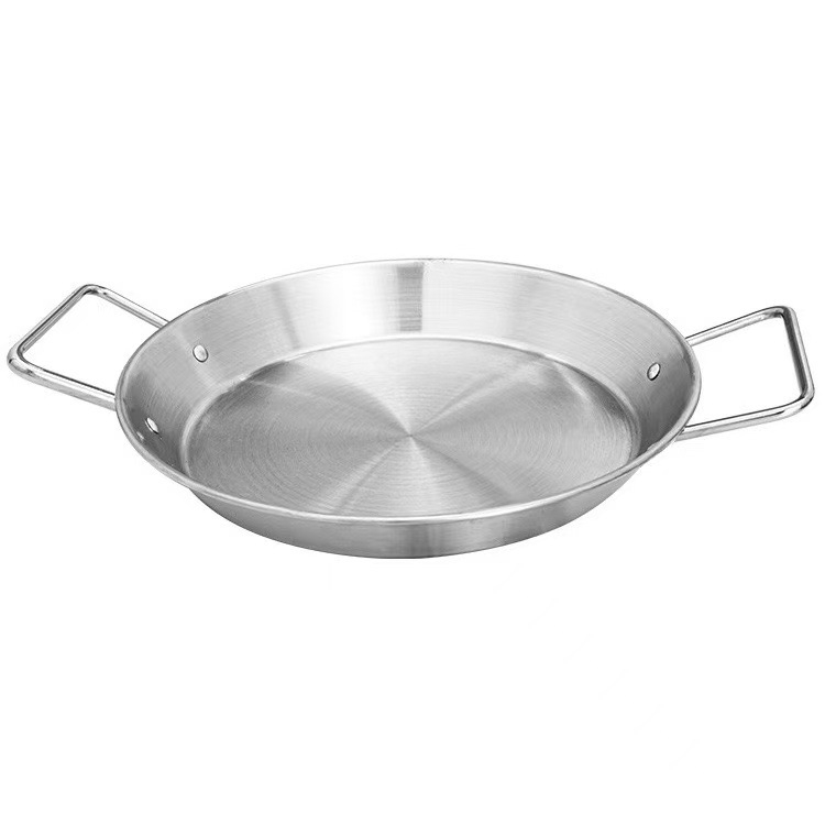 Platou din oțel inoxidabil pentru fructe de mare, rotund, cu două mânere, bază plată, finisaj electroplatinat