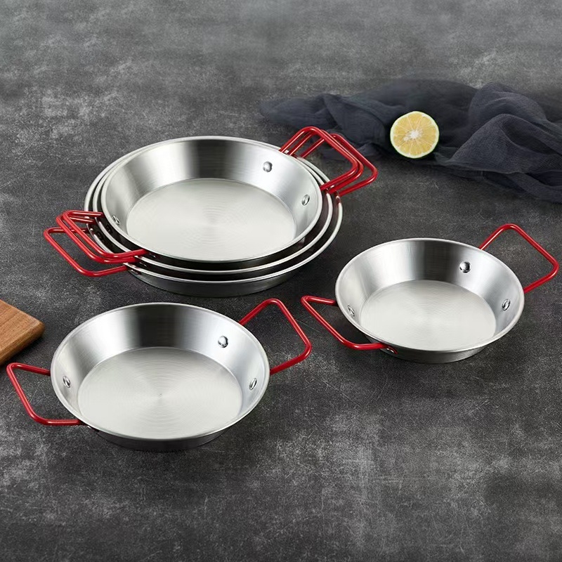 Platou din oțel inoxidabil pentru fructe de mare, rotund, cu două mânere, bază plată, finisaj electroplatinat