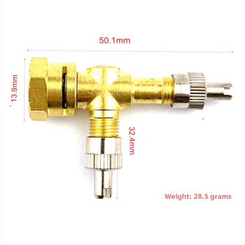 Tpms Copper Integrated Three-Way Valve — Pressure Test and Deflation Tool Set; Tubeless Valve, Screw-On, Standard Core, All Models Compatible