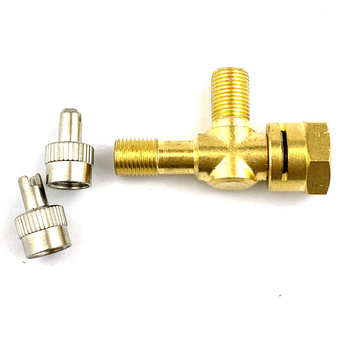 Tpms Copper Integrated Three-Way Valve — Pressure Test and Deflation Tool Set; Tubeless Valve, Screw-On, Standard Core, All Models Compatible