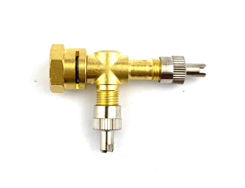 Tpms Copper Integrated Three-Way Valve — Pressure Test and Deflation Tool Set; Tubeless Valve, Screw-On, Standard Core, All Models Compatible