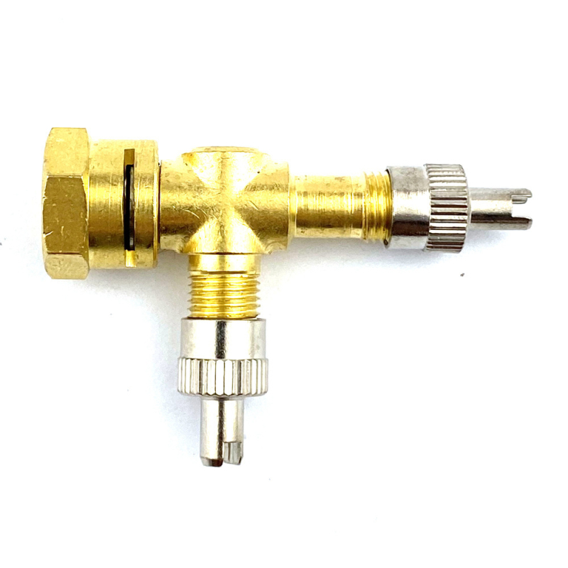 Tpms Copper Integrated Three-Way Valve — Pressure Test and Deflation Tool Set; Tubeless Valve, Screw-On, Standard Core, All Models Compatible