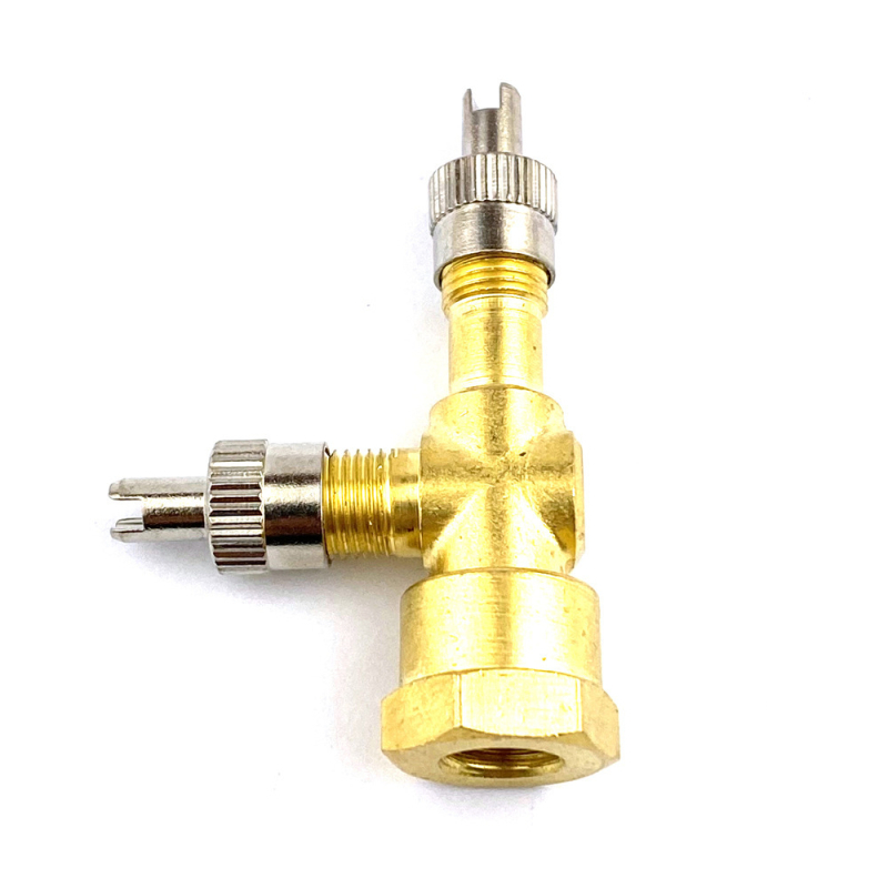 Tpms Copper Integrated Three-Way Valve — Pressure Test and Deflation Tool Set; Tubeless Valve, Screw-On, Standard Core, All Models Compatible