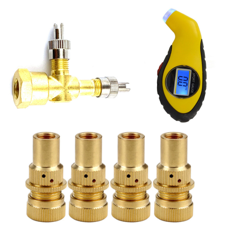 Tpms Copper Integrated Three-Way Valve — Pressure Test and Deflation Tool Set; Tubeless Valve, Screw-On, Standard Core, All Models Compatible
