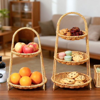 Καλάθι φρούτων - Χειροποίητο υφαντό, Πολυεπίπεδο, Ρατάν, Ιαπωνικού στυλ (Μάρκα: Huangtu Process)