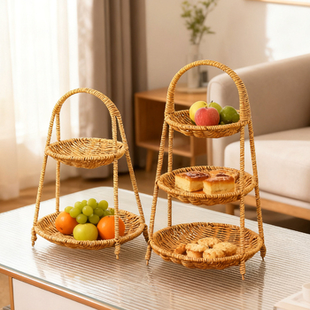 Καλάθι φρούτων - Χειροποίητο υφαντό, Πολυεπίπεδο, Ρατάν, Ιαπωνικού στυλ (Μάρκα: Huangtu Process)