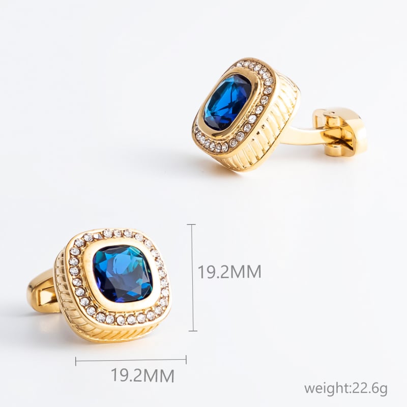 Kopče za manžetne od bakra • Jednostavan, unisex stil • Geometrijski oblik • S dijamantima postavljenima • Bijeli kristal