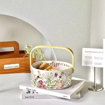 Καλάθι φρούτων, πορσελάνινο, μοτίβο ίρις, Nordic στυλ, Haohuang Ceramics