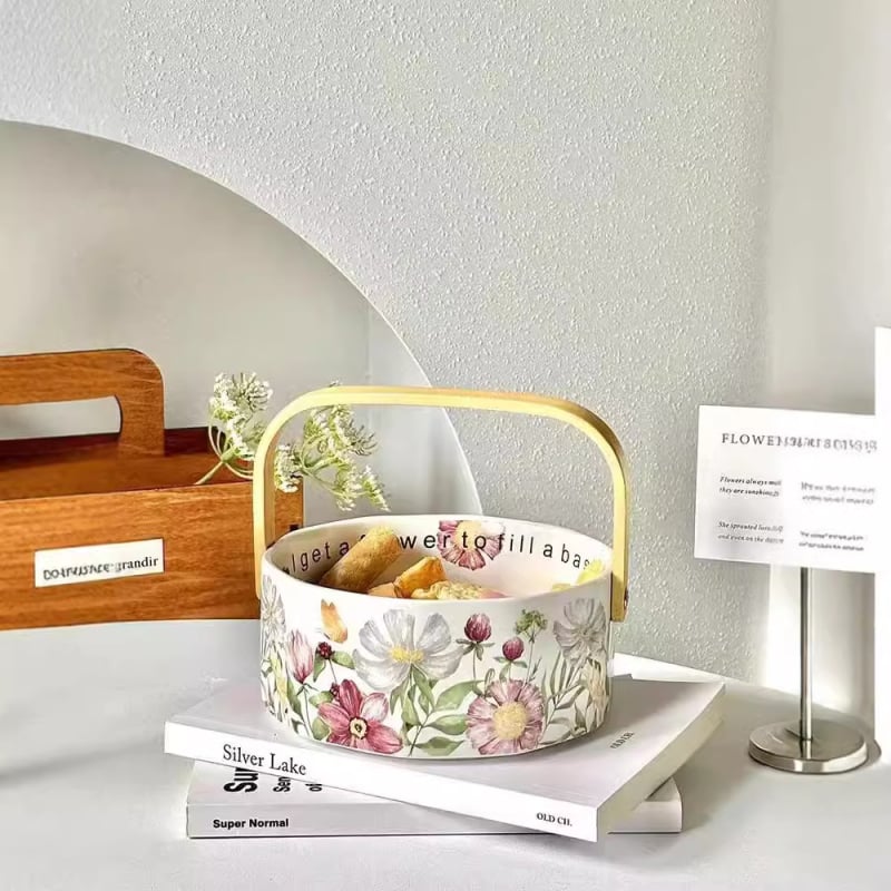 Καλάθι φρούτων, πορσελάνινο, μοτίβο ίρις, Nordic στυλ, Haohuang Ceramics