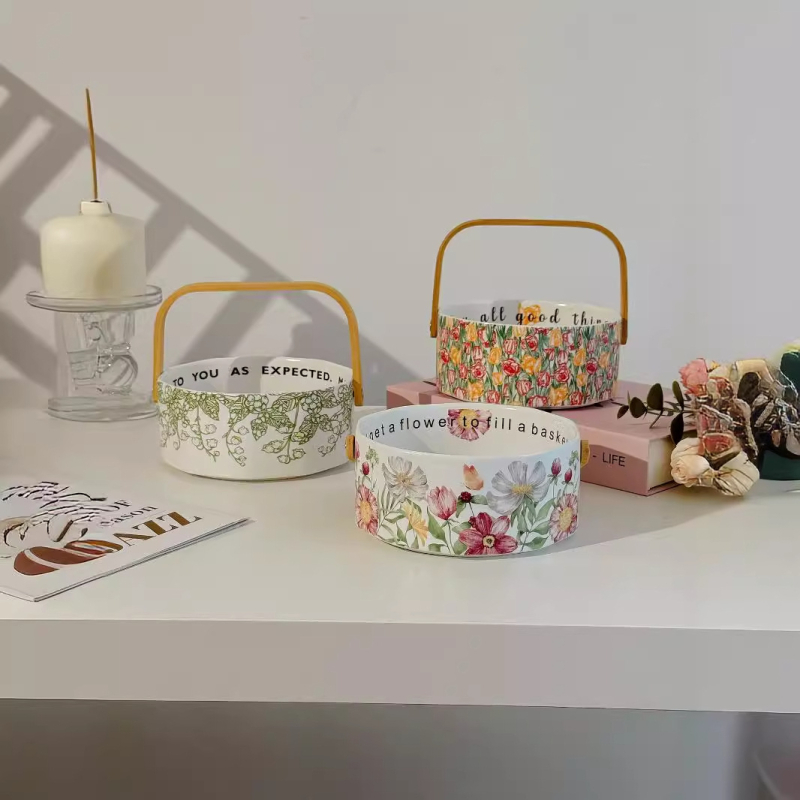 Καλάθι φρούτων, πορσελάνινο, μοτίβο ίρις, Nordic στυλ, Haohuang Ceramics