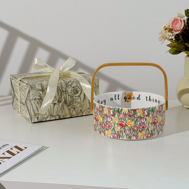 Καλάθι φρούτων, πορσελάνινο, μοτίβο ίρις, Nordic στυλ, Haohuang Ceramics