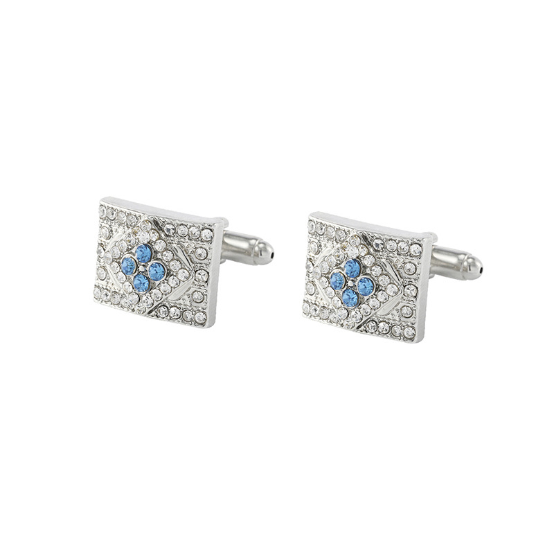 Muške manžetne kopče od legure – jednostavan okrugli dizajn, ukrašene dragim kamenjem, praškasti kristali