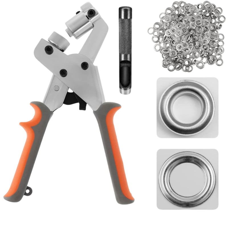 Σετ εργαλείων εγκατάστασης eyelets - Χειροκίνητες πρέσες, σίδηρος, 500 σετ, για υφάσματα ιστιοπλοΐας, σκηνές, τέντες, τσάντες και ρούχα