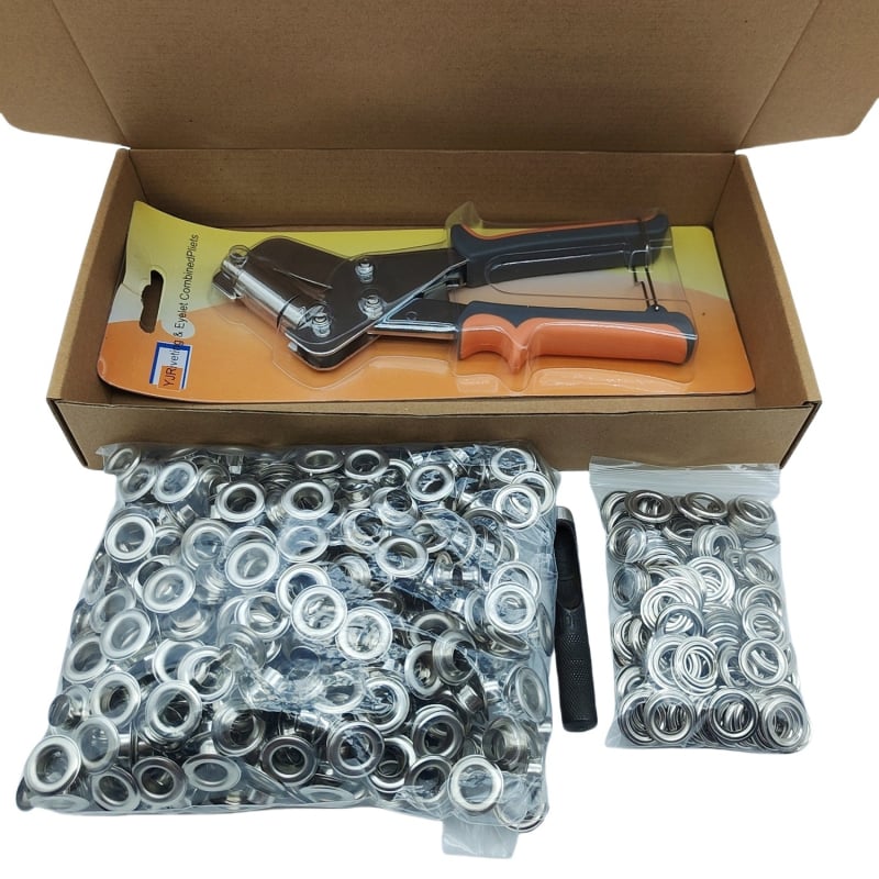 Σετ εργαλείων εγκατάστασης eyelets - Χειροκίνητες πρέσες, σίδηρος, 500 σετ, για υφάσματα ιστιοπλοΐας, σκηνές, τέντες, τσάντες και ρούχα