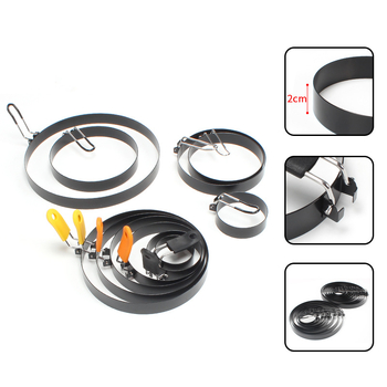 Rozsdamentes acél omlett készítő hajlékony, hővédő fogantyúval, tapadásmentes bevonattal, kerek formájú hamburgerpogácsa forma