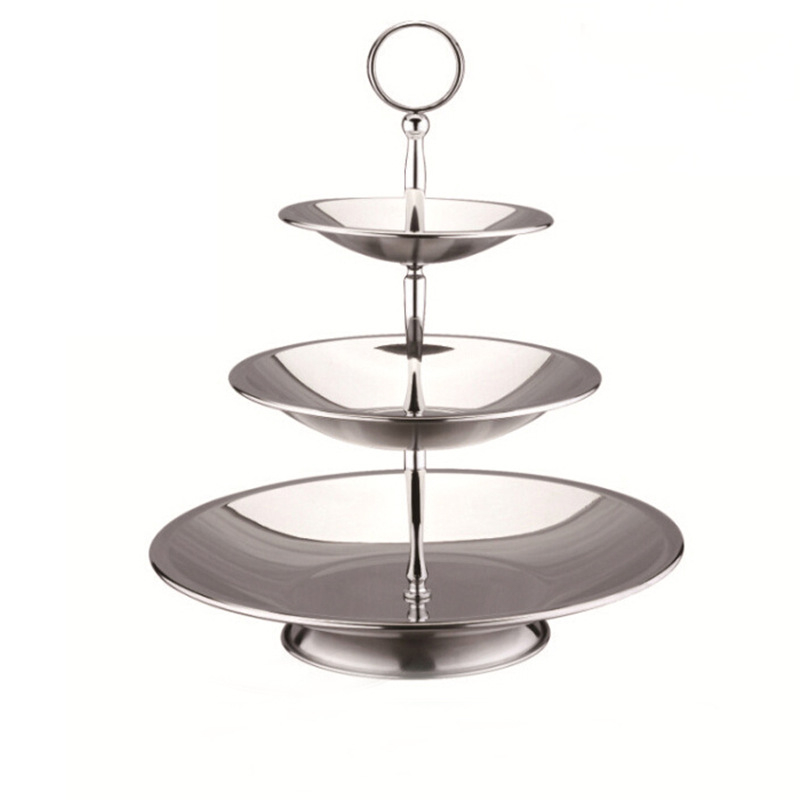 Ευρωπαϊκού στυλ τριώροφος ανοξείδωτος δίσκος για γλυκίσματα και φρούτα, για γάμους