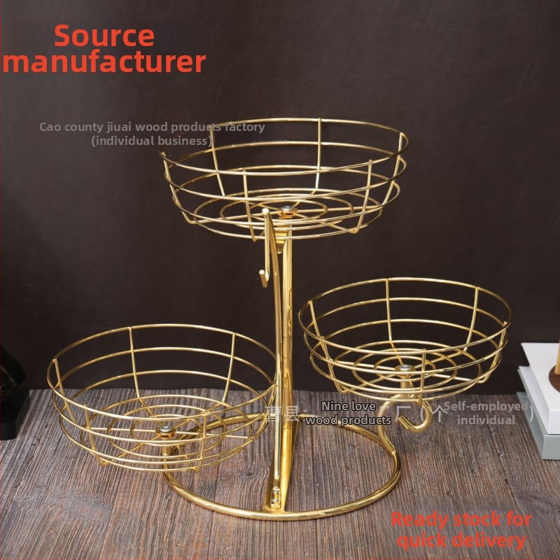 Αποσπώμενο διπλό μεταλλικό καλάθι φρούτων με άγκιστρο μπανάνας