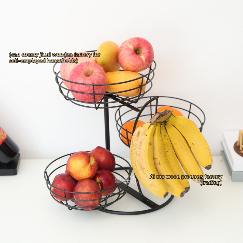 Αποσπώμενο διπλό μεταλλικό καλάθι φρούτων με άγκιστρο μπανάνας