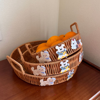 Coș de depozitare din ratan, coș de cumpărături/transport farfurii, model 1, stil vintage, pentru papetărie, fructe și legume