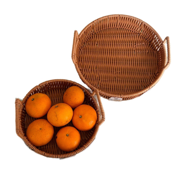 Coș de depozitare din ratan, coș de cumpărături/transport farfurii, model 1, stil vintage, pentru papetărie, fructe și legume