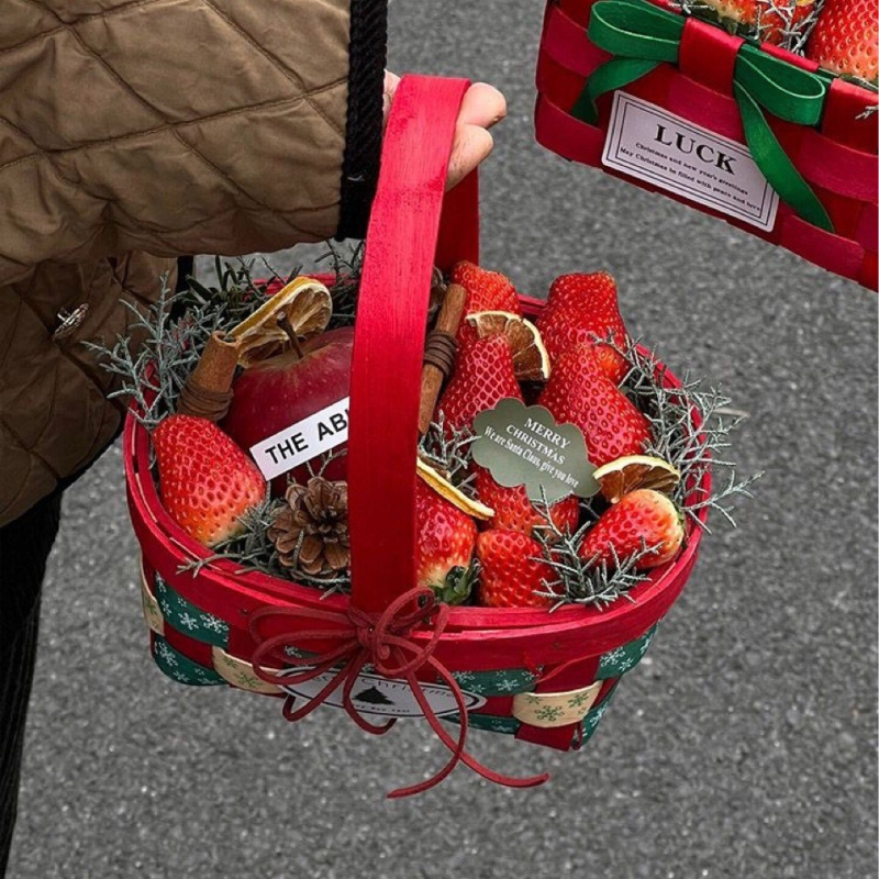 Дървена плетена ръчна кошница за цветя — пасторален стил, кошница за плодове и зеленчуци, пусната през 2024 г., кутия с 40 броя