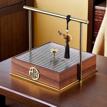 Lesisi cutie din lemn pentru fructe și gustări – stil chinezesc nou, farfurie de fructe portabilă pentru sufragerie