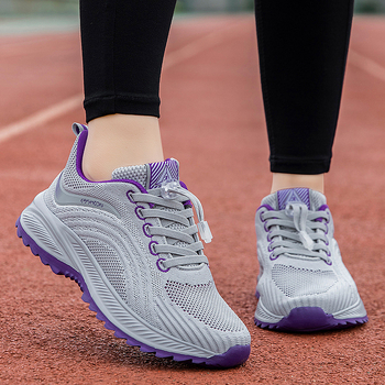 Unisex ελαφριά διαπνέοντα παπούτσια περπατήματος με ύφασμά πάνω, στρογγυλή μύτη, ελαστικό κλείσιμο, επίπεδη φτέρνα