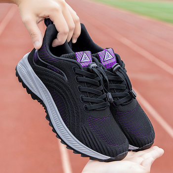 Unisex ελαφριά διαπνέοντα παπούτσια περπατήματος με ύφασμά πάνω, στρογγυλή μύτη, ελαστικό κλείσιμο, επίπεδη φτέρνα