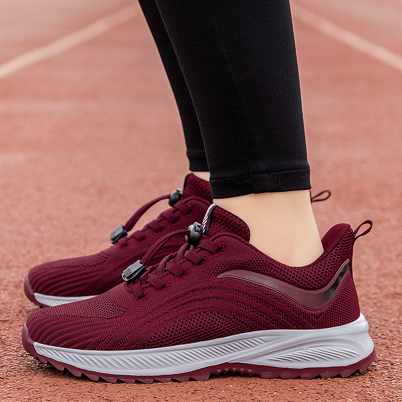 Unisex ελαφριά διαπνέοντα παπούτσια περπατήματος με ύφασμά πάνω, στρογγυλή μύτη, ελαστικό κλείσιμο, επίπεδη φτέρνα