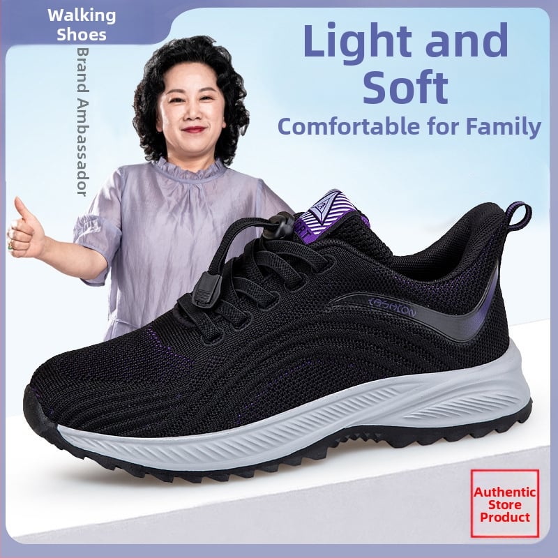 Unisex ελαφριά διαπνέοντα παπούτσια περπατήματος με ύφασμά πάνω, στρογγυλή μύτη, ελαστικό κλείσιμο, επίπεδη φτέρνα