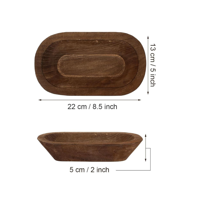 Drveni tanjur za voće, ovalni dekorativni tanjur, Huashen wood industry, šifra HS-25M14, lansirano 2025, premium kvalitete